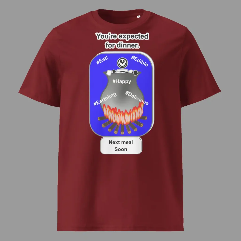 Unisex organic ribbed neck t-shirt Cauldron Angel Burgundy