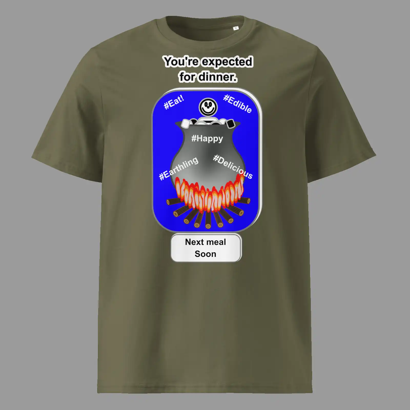 Unisex organic ribbed neck t-shirt Cauldron Angel Khaki