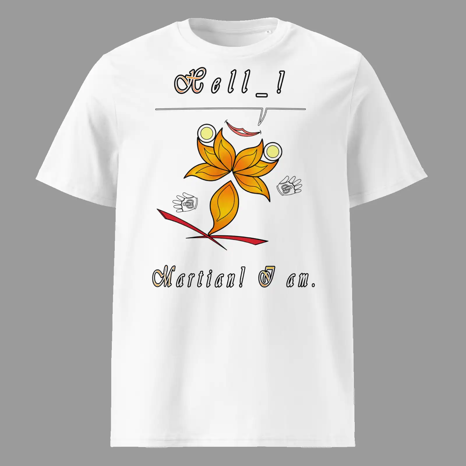 Unisex organic ribbed neck t-shirt Hello Martian White