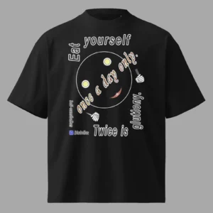 Unisex Organic Oversized High Neck T-Shirt Self-cannibalism Dietetics Black