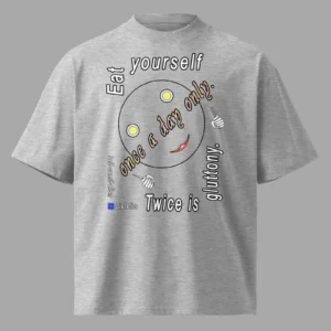 Unisex Organic Oversized High Neck T-Shirt Self-cannibalism Dietetics Heather Grey