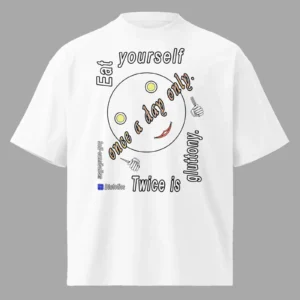 Unisex Organic Oversized High Neck T-Shirt Self-cannibalism Dietetics White